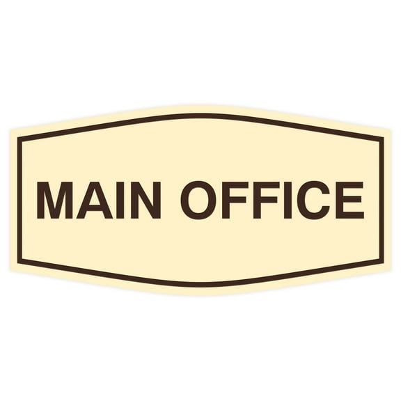 Fancy Main Office Sign (Ivory/Brown) - Large