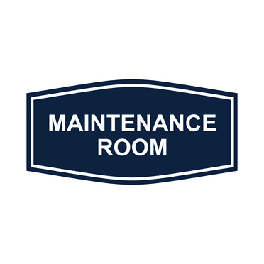 Fancy Maintenance Room Sign (Navy Blue / White) - Large