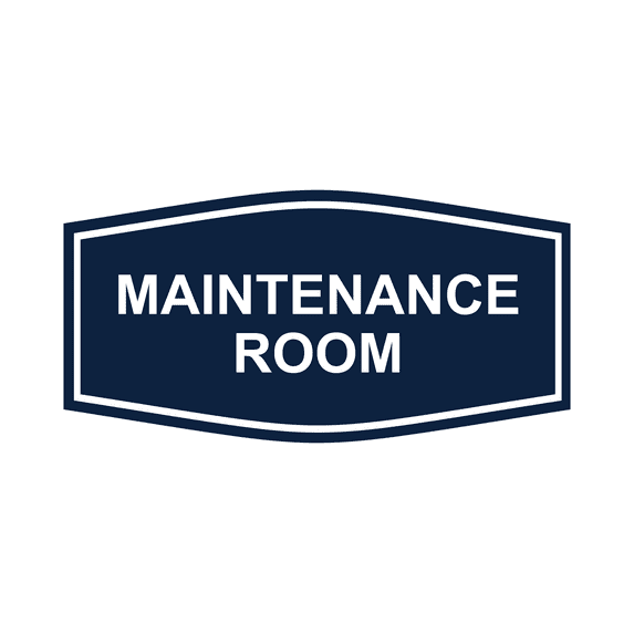 Fancy Maintenance Room Sign (Navy Blue / White) - Large