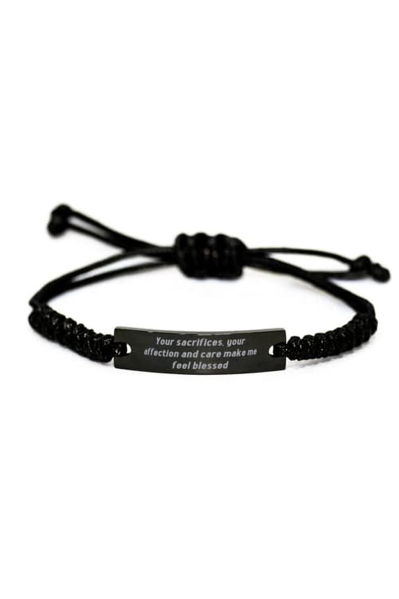 Fancy Mama Black Rope Bracelet, Your Sacrifices, Your affection and Care Make me Feel Blessed, Fun for Mom, Mother's Day
