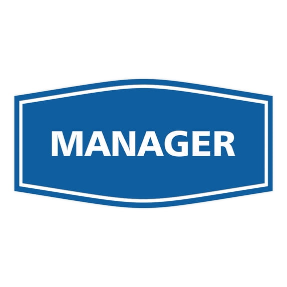 Fancy Manager Sign (Blue/White) - Large
