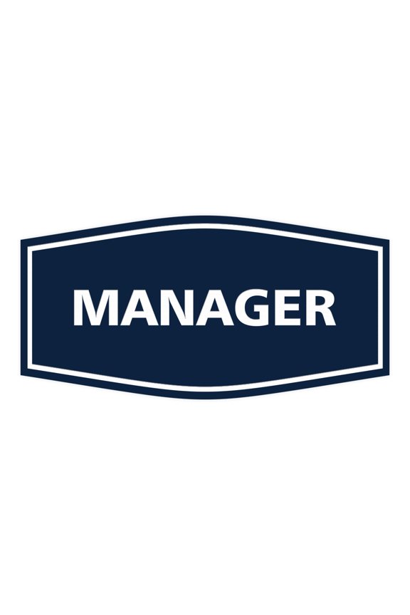 Fancy Manager Sign (Navy Blue/White) - Small