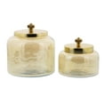 thumbnail image 1 of Fancy Metal Glass Jar In Beige, 1 of 7