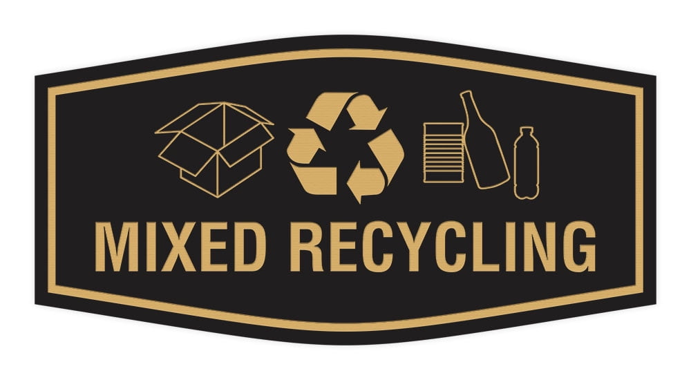Custom Recylce Sign Fancy Mixed Recycling Sign (Black Gold) - Large - Walmart.com