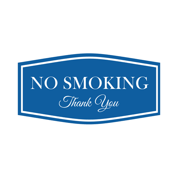 Fancy NO Smoking Thank You Sign (Blue) - Small