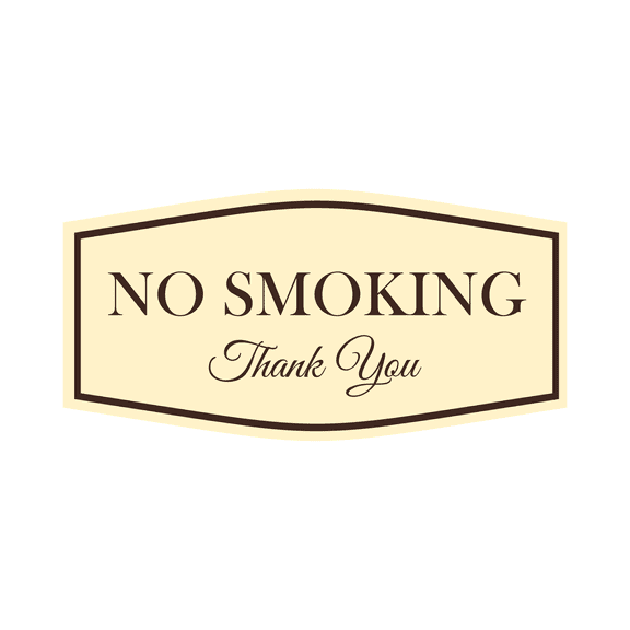 Fancy NO Smoking Thank You Sign (Ivory/Dark Brown) - Small