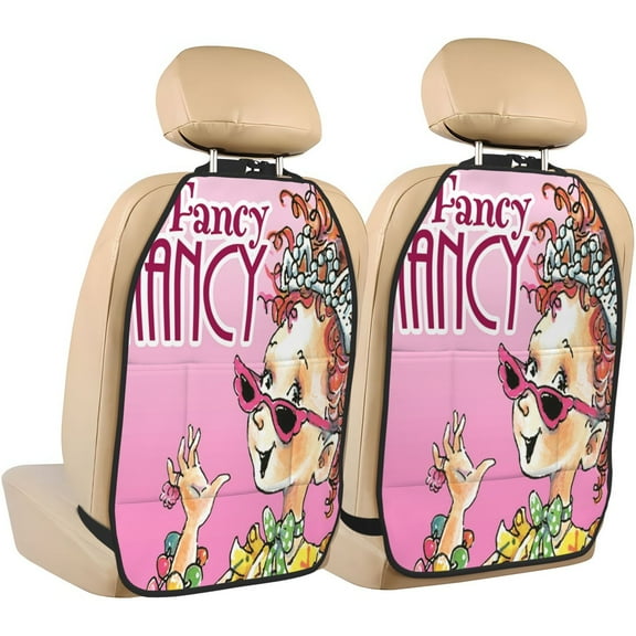 Fancy Nancy Car Seat Anti-Kick Storage Pads 2 Piece Set Car Seat Back Kick Protectors with 3 Storage Pockets, Universal Vehicle Interior for SUV Jeep Truck and Sedan 26.4 x 18.5 Inches