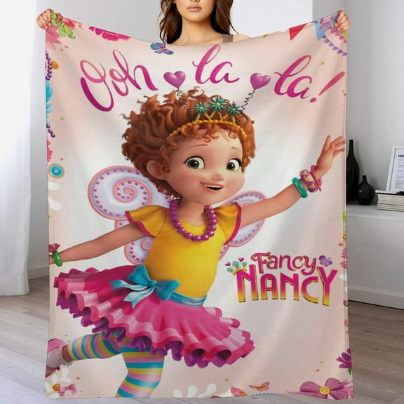 Fancy Nancy Cartoon Blanket, Soft Cozy Fluffy Plush Throw Blanket for Boys Girls Young Adults, Warm Flannel Blanket for Living Room Bedroom Couch Bed 30"x40"