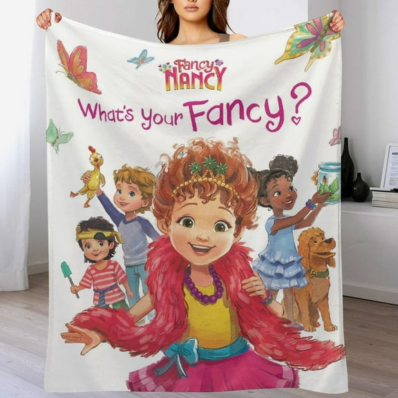 Fancy Nancy Cartoon Blanket, Soft Cozy Fluffy Plush Throw Blanket for Boys Girls Young Adults, Warm Flannel Blanket for Living Room Bedroom Couch Bed 30"x40"