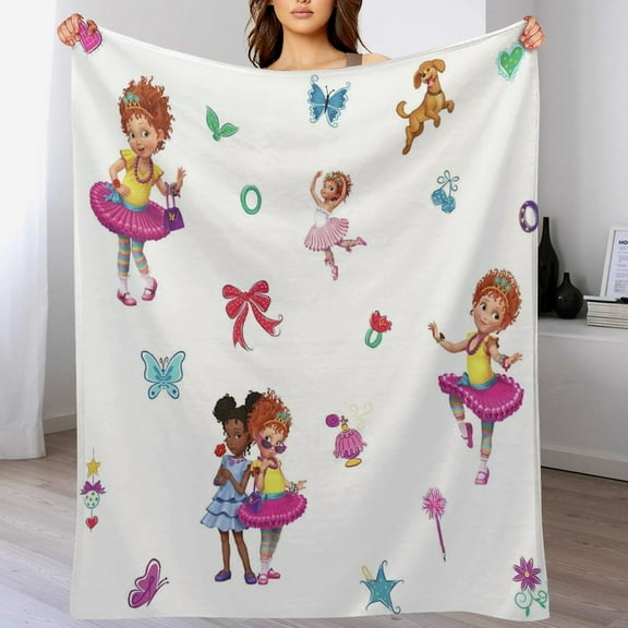 Fancy Nancy Cartoon Blanket, Soft Cozy Fluffy Plush Throw Blanket for Boys Girls Young Adults, Warm Flannel Blanket for Living Room Bedroom Couch Bed 50"x60"