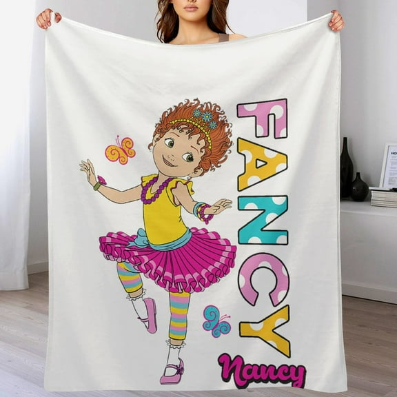Fancy Nancy Cartoon Blanket, Soft Cozy Fluffy Plush Throw Blanket for Boys Girls Young Adults, Warm Flannel Blanket for Living Room Bedroom Couch Bed 50"x60"