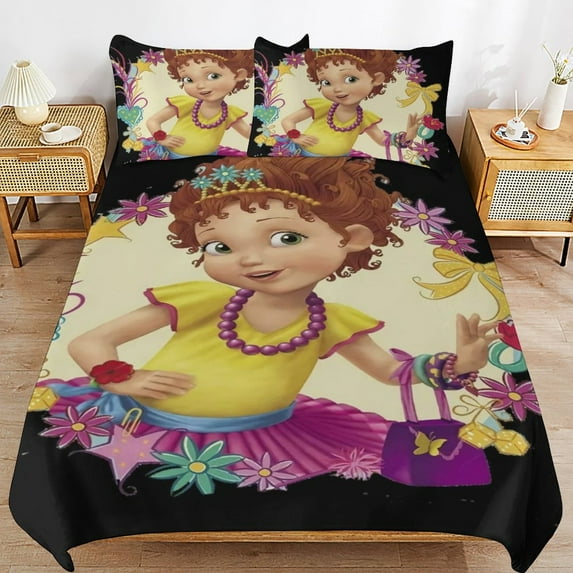 Fancy Nancy Duvet Cover 3 Pcs Set Cute Kids Comforter Cover with 2 Pillowcases Luxury Soft Bedding Bedroom Decor for Teens Boys Girls, 102"x90"