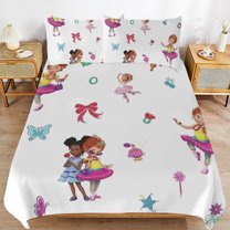 Fancy Nancy Duvet Cover 3 Pcs Set Cute Kids Comforter Cover with 2 Pillowcases Luxury Soft Bedding Bedroom Decor for Teens Boys Girls, 86"x70"