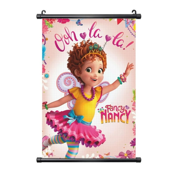 Fancy Nancy Hanging Poster, Black Plastic Shaft Wall Hanging Posters Scroll Hanger, Canvas Artwork Wall Art Painting Decor for Living Room Bedroom Office 16"X24"
