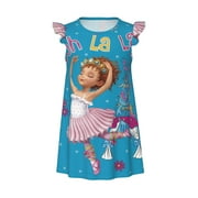 FACAINGLAIGE Fancy Nancy Little Girls Nightgowns Cartoon Printed Flutter Sleeve Pajamas Dress Kids Toddler Casual Sleepwear