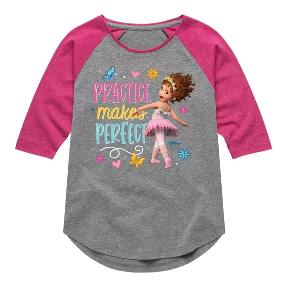 Fancy Nancy - Practice Makes Perfect - Toddler And Youth Girls Raglan Graphic T-Shirt