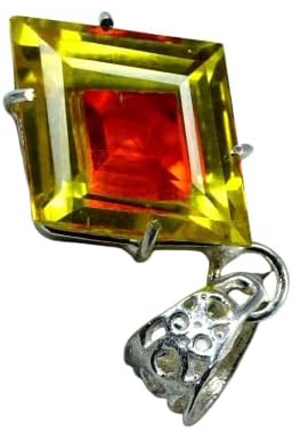 Fancy Natural 34.95 Ct Bi-Color Rare Pitambari Sapphire 925 Silver Pendant Gem