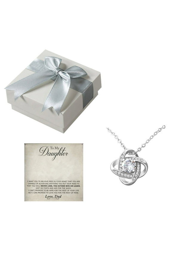 Fancy Necklace Gift from Parents to Daughter,“To My Beautiful Daughter"Female Clavicle Chain Four-leaf Jewelry Pendant Eternal Heart Diamond Jewelry,Gift for Mother Father's Day ,Birthday