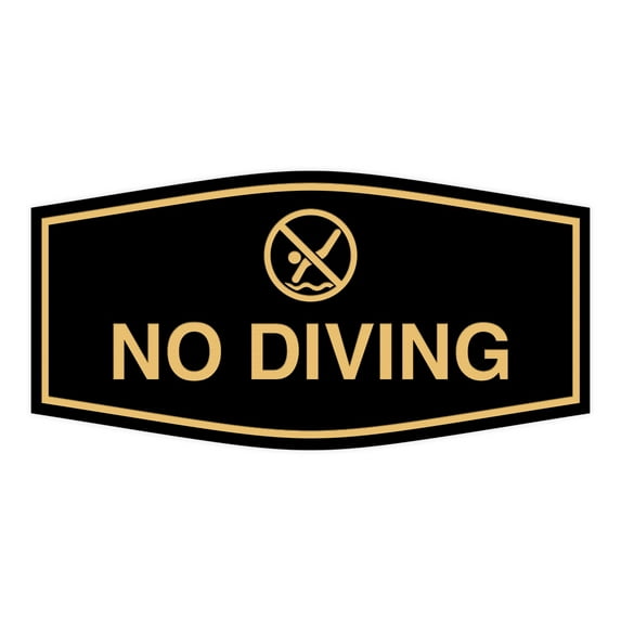 Fancy No Diving Sign (Black /Gold) - Small