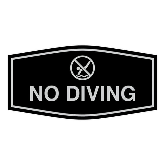 Fancy No Diving Sign (Black / Silver) - Small