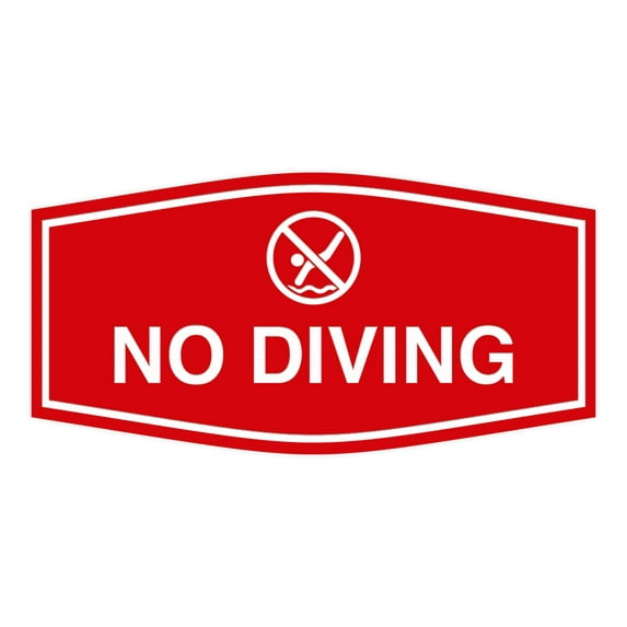 Fancy No Diving Sign (Red) - Large