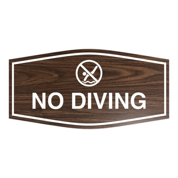 Fancy No Diving Sign (Walnut) - Large
