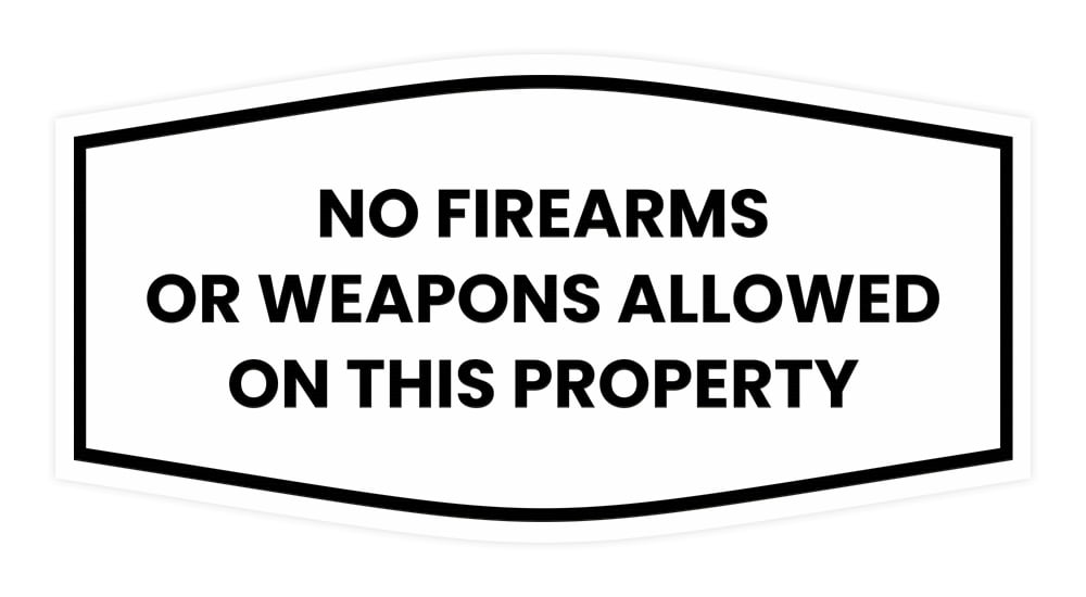 Fancy No Firearms or Weapons Allowed on this Property Sign (White/Red) - Large - Walmart.com for Free Printable No Firearms Allowed Signs