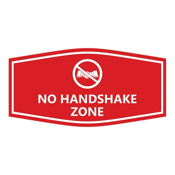 Fancy No Handshake Zone Sign (Red) - Large