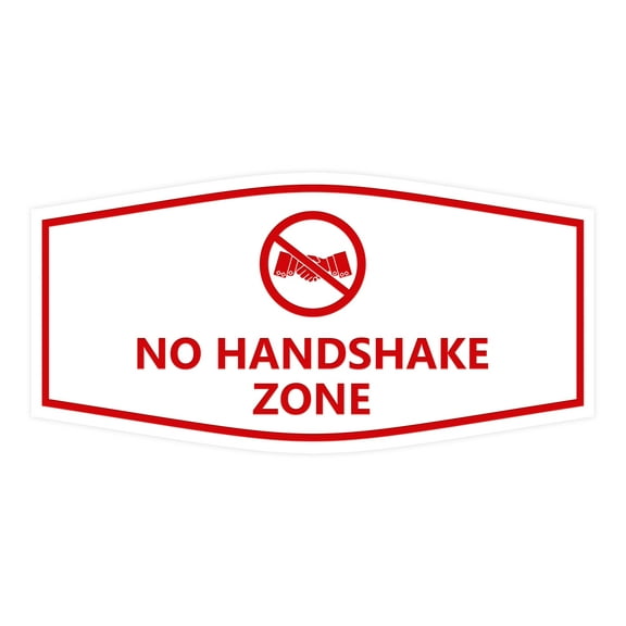 Fancy No Handshake Zone Sign (White/Red) - Large