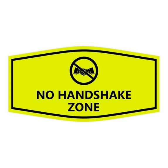 Fancy No Handshake Zone Sign (Yellow / Black) - Medium