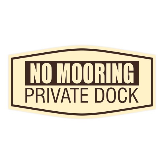 Fancy No Mooring Private Dock Sign (Ivory/Dark Brown) - Large