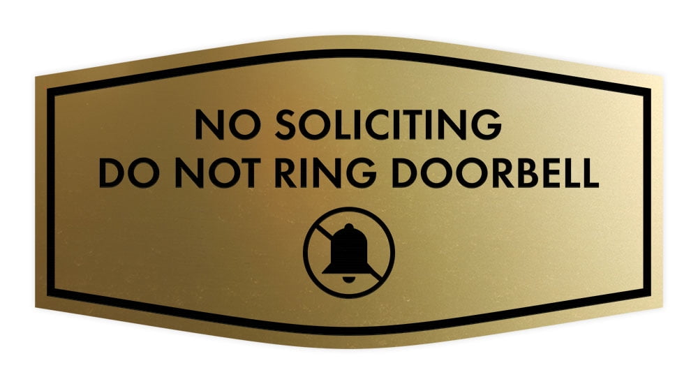 Fancy No Soliciting Do Not Ring Doorbell Sign (Brushed Gold) - Small ...