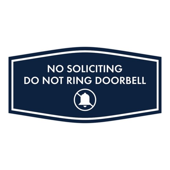 Fancy No Soliciting Do Not Ring Doorbell Sign (Navy Blue / White) - Medium