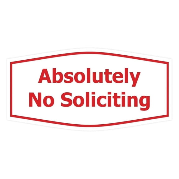 Fancy No Soliciting Do Not Ring Doorbell Sign (White/Red) - Small 10 Pack