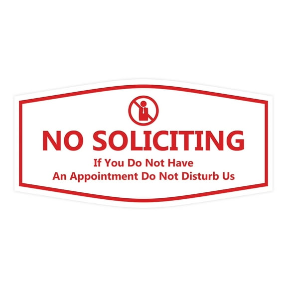 Fancy No Soliciting If You Do Not Have An Appointment Do Not Disturb Us Sign (White/Red) - Large