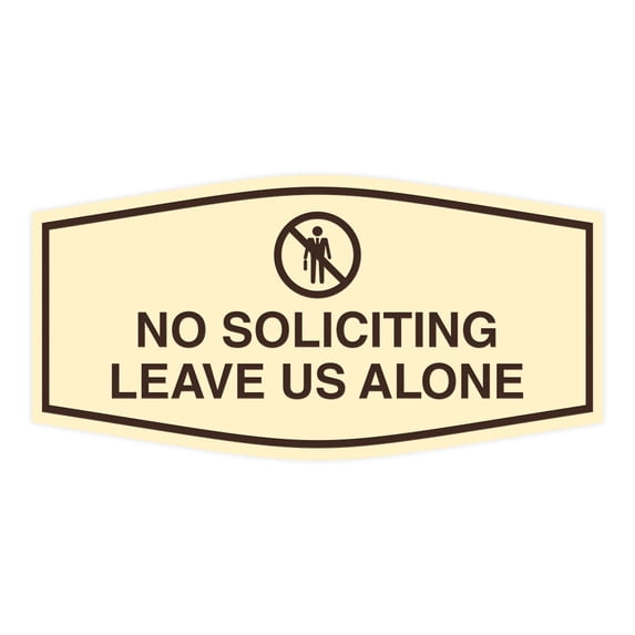 Fancy No Soliciting Leave Us Alone Sign (Ivory/Dark Brown) - Large