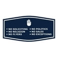 thumbnail image 1 of Fancy No Soliciting No Politics No Religion No Sales No Flyers No Exceptions Sign (Navy Blue / White) - Small, 1 of 5