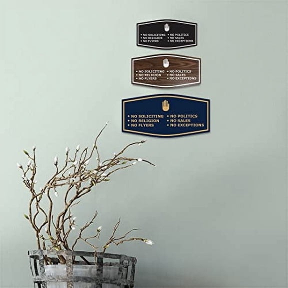 Fancy No Soliciting No Politics No Religion No Sales No Flyers No Exceptions Sign (White/Red) - Large 10 Pack