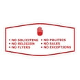 thumbnail image 1 of Fancy No Soliciting No Politics No Religion No Sales No Flyers No Exceptions Sign (White/Red) - Large, 1 of 5