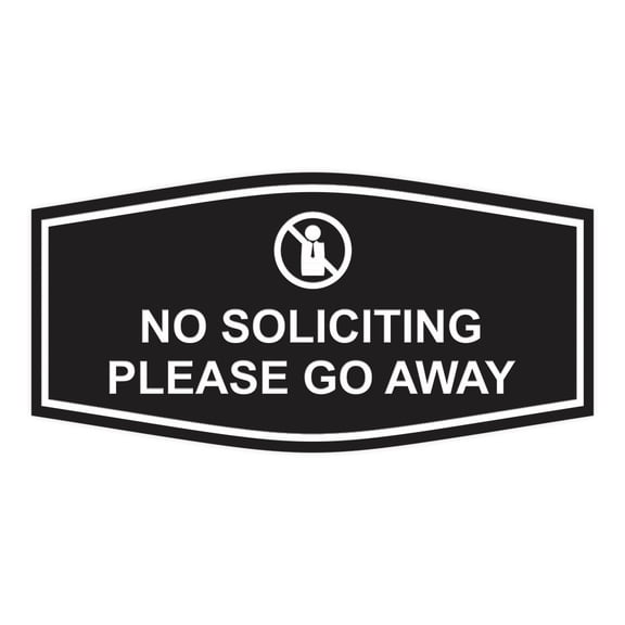 Fancy No Soliciting Please Go Away Sign (Black) - Small