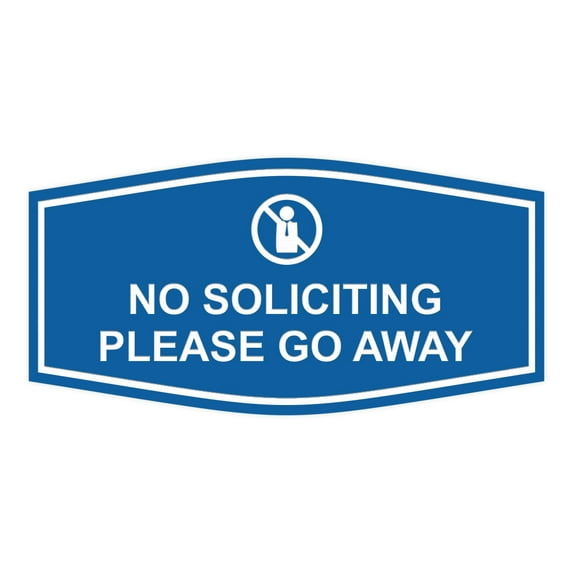 Fancy No Soliciting Please Go Away Sign (Blue) - Large