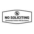 thumbnail image 1 of Fancy No Soliciting (Unwanted Visitors Will Be Eaten) Sign (White) - Small, 1 of 5
