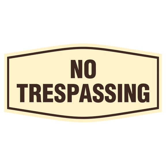 Fancy No Trespassing Sign (Ivory/Brown) - Small