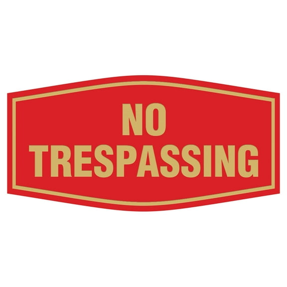 Fancy No Trespassing Sign (Red/Gold) - Small