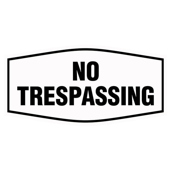 Fancy No Trespassing Sign (White) - Large