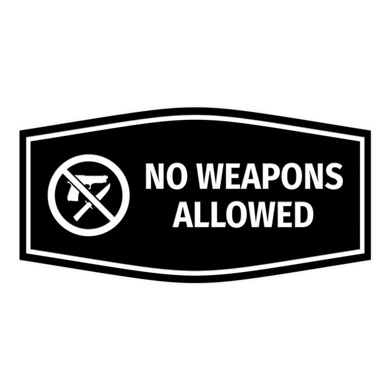Fancy No Weapons Allowed Sign (Black) - Medium 3.5x7 fancy-no-weapons-allowed-sign-black-medium-3-5x7-walmart-com