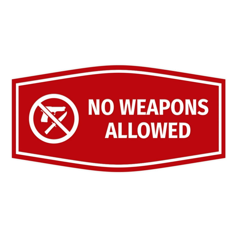 Fancy No Weapons Allowed Sign (Red) - Small 3x6 fancy-no-weapons-allowed-sign-red-small-3x6-walmart-com