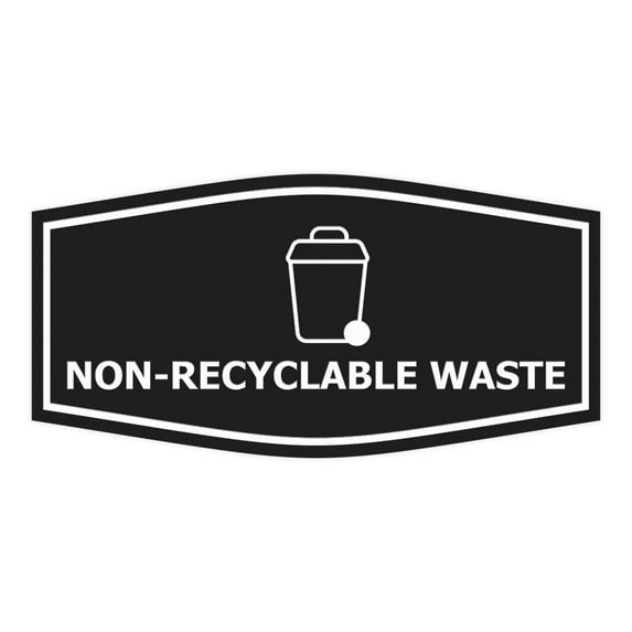 Fancy Non-Recyclable waste Sign (Black) - Large