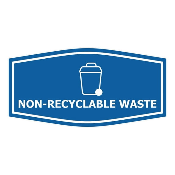 Fancy Non-Recyclable waste Sign (Blue) - Large