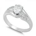 thumbnail image 1 of Fancy Oval Prong Cubic Zirconia Ring Sterling Silver 925, 1 of 3